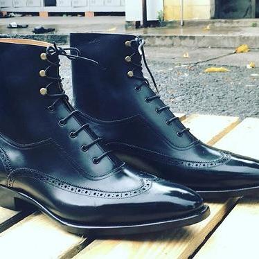 Handmade Men Black Leather Heart Me..