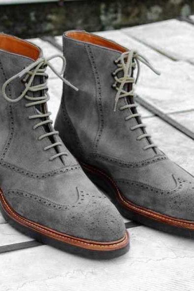 Handmade Wing Tip Shoes Boots